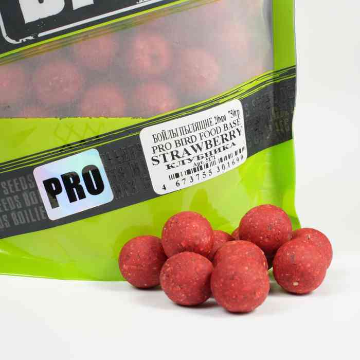 Бойлы пылящие MINENKO (Клубника) PRO BIRD FOOD STRAWBERRY 20мм (Zip-lock)